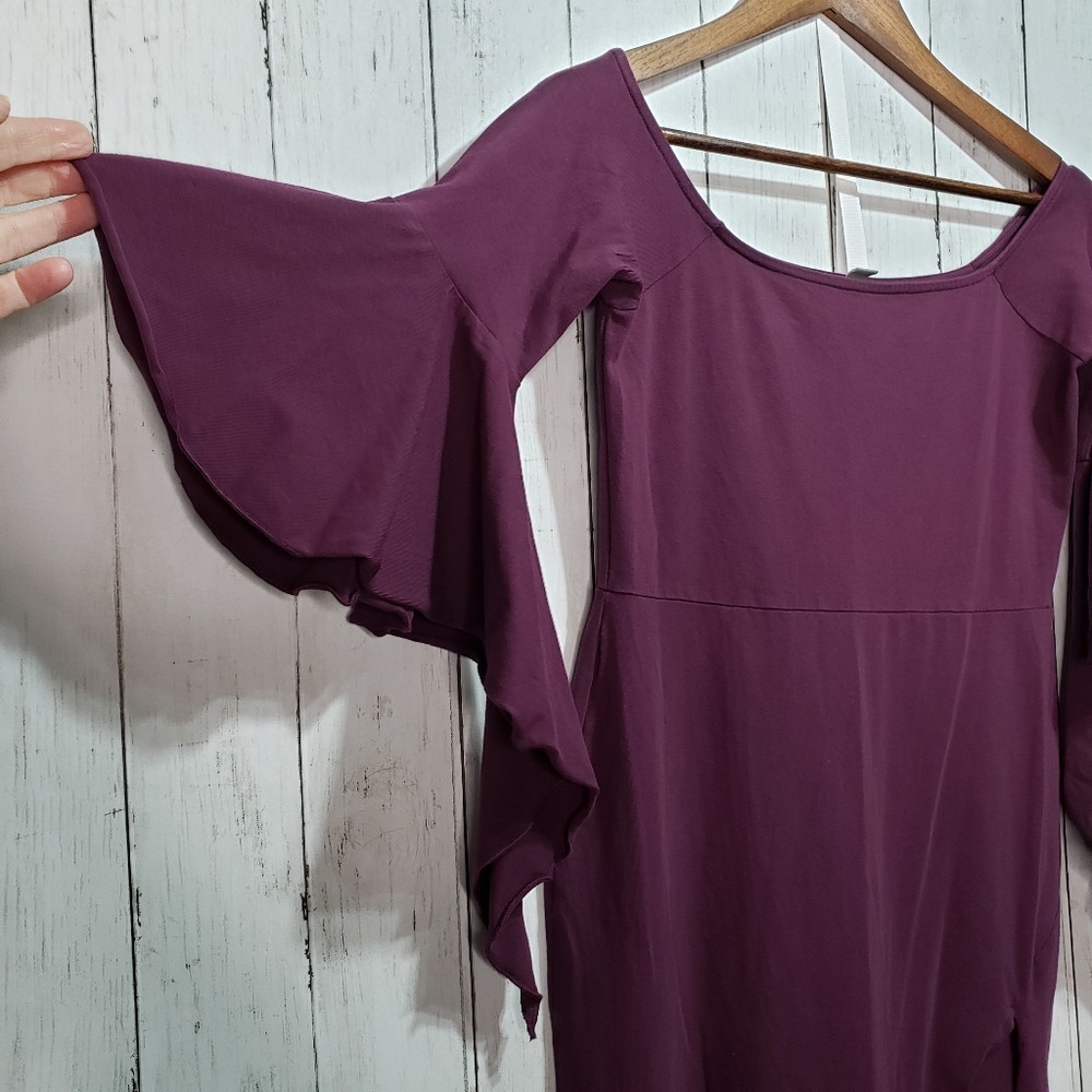 ASOS Plum Purple Off The Shoulder Bodycon Size 8 - Picture 2 of 6